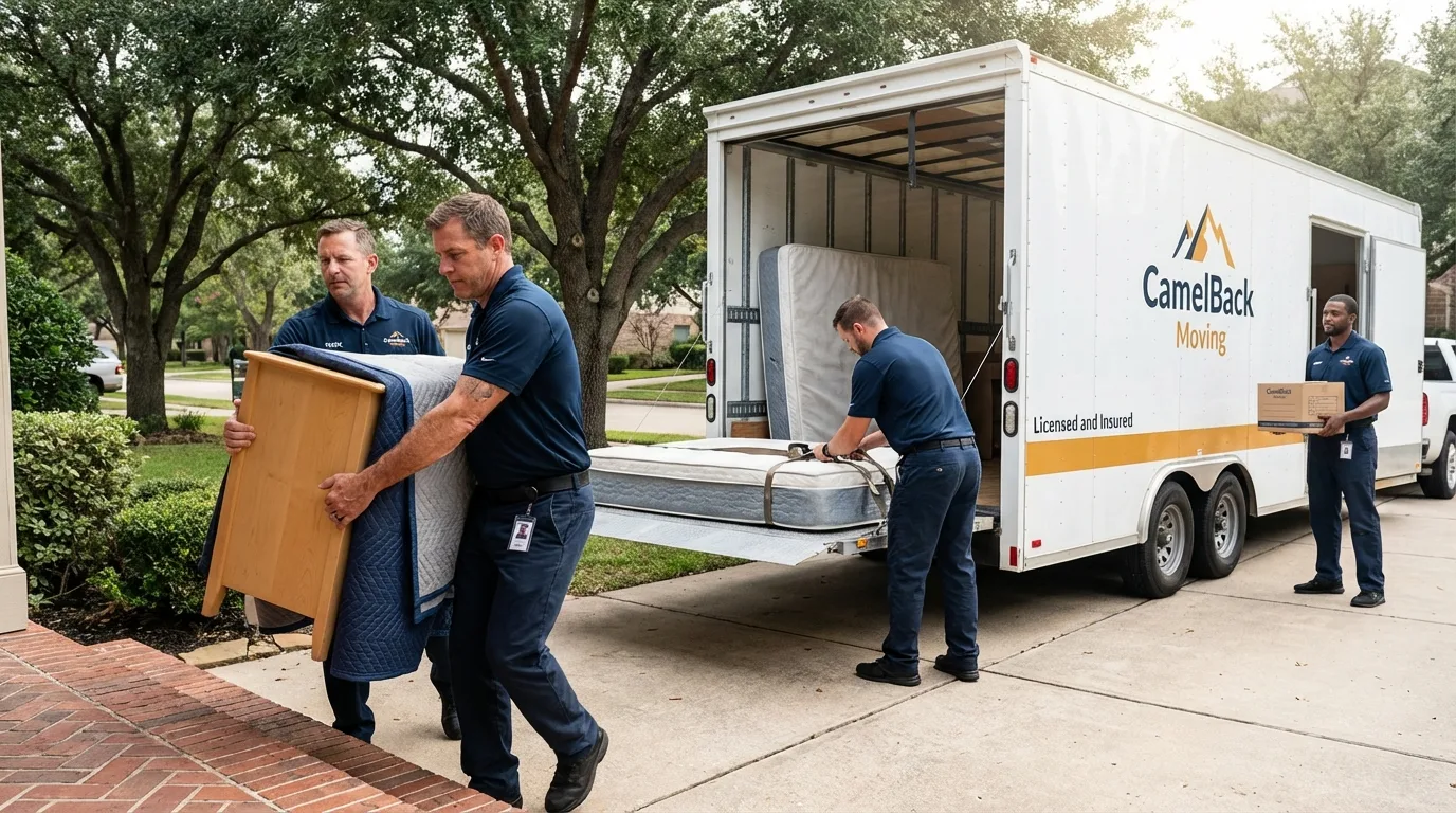 Crew loading residential truck for cross-state move from Clifton, IL